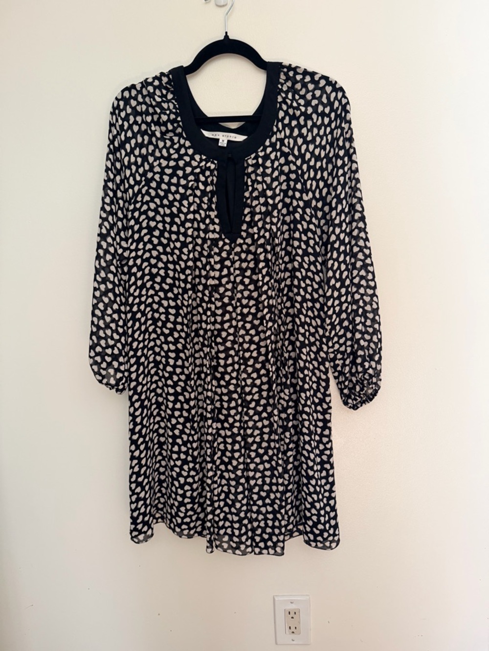 Max Studio Black and Cream Printed Tunic